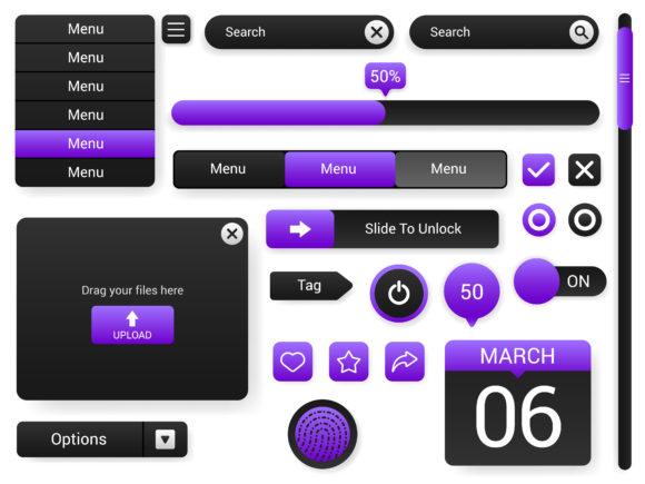 Clean Web Kit Buttons: Purple-Powered Design