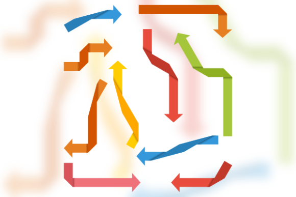 Colorful Bent Arrows Icon Collection Set