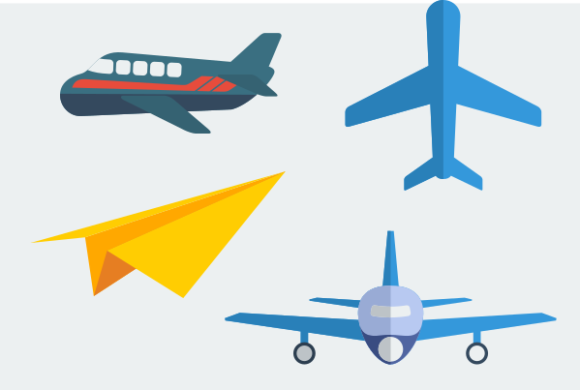Flat Style Aeroplane Illustration Icons